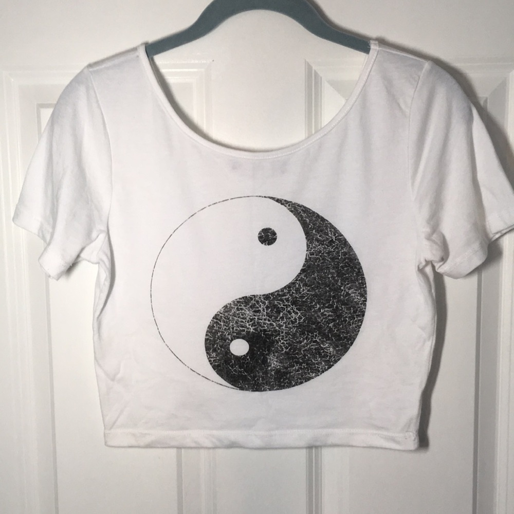 Urban Outfitters White Ying Yang Crop Top